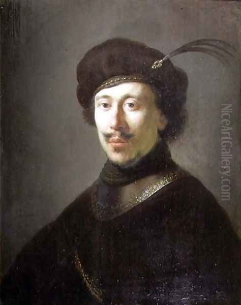 Young Man in a Gorget and Plumed Cap Oil Painting by Isaac de Jouderville