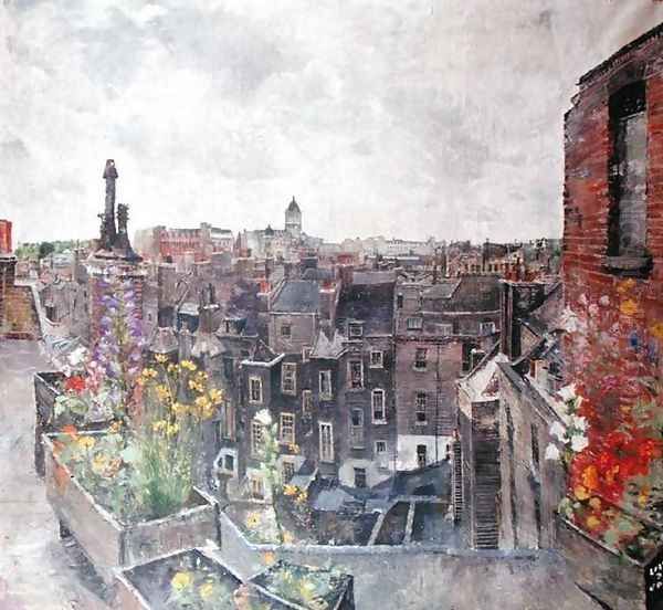 City of London Skies and Flowers Roofs of High Holborn Oil Painting by Lily Delissa Joseph