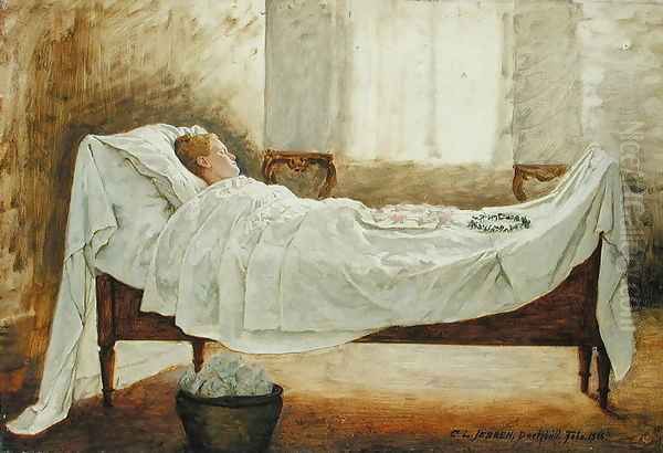 Deathbed Oil Painting by Carl Ludwig Jessen