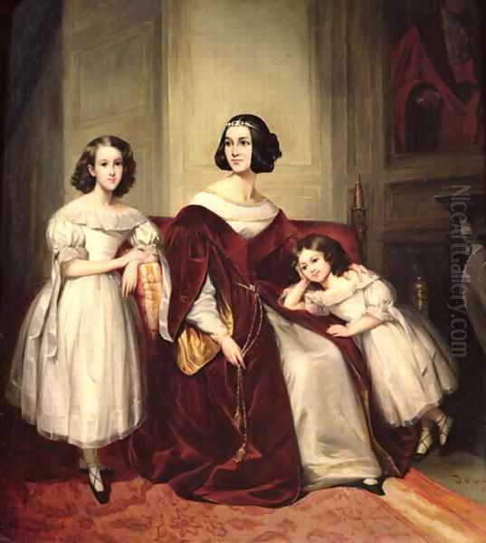 Madame de Nonjon and her Two Daughters by Joseph Nicolas Jouy