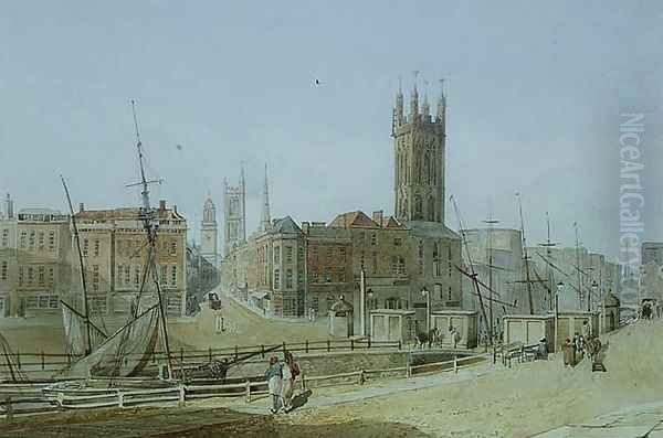 The Draw Bridge from St Augustines Bank Bristol Oil Painting by James Johnson