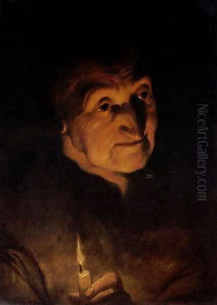 Study of an Old Woman holding a Candle Oil Painting by Jacob Jordaens