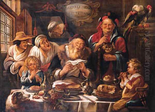 'Soo d'Oude Soeng, Soo Pypte d'Ioenge' Oil Painting by Jacob Jordaens