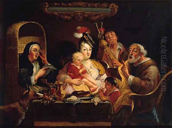 As the old ones sing, so pipe the young ones Oil Painting by Jacob Jordaens