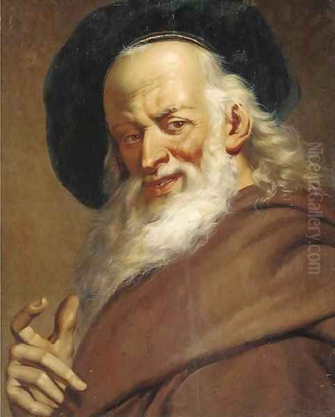 Head of a man wearing a black cap Oil Painting by Jacob Jordaens