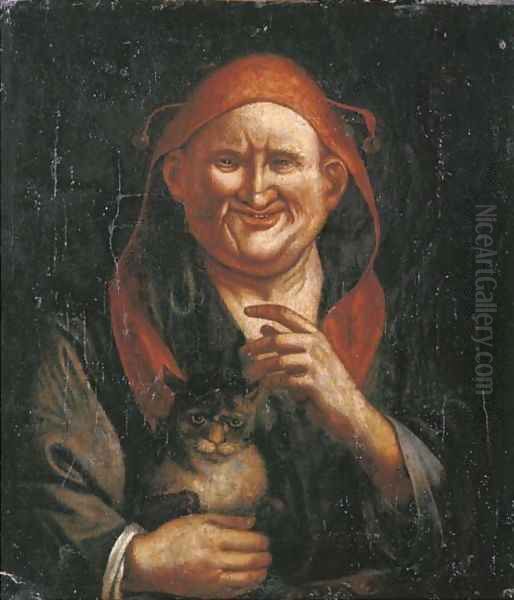 A Jester holding a cat Oil Painting by Jacob Jordaens