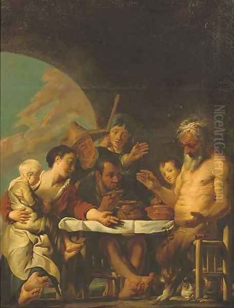 The Satyr and the Peasant 2 Oil Painting by Jacob Jordaens