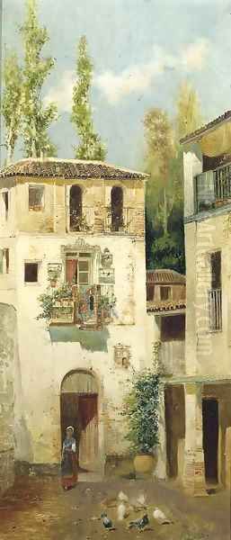 Sevilla - by the Spanish house Oil Painting by Jose Maria Jardines