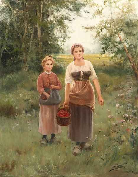 The berry pickers Oil Painting by Jose Maria Jardines