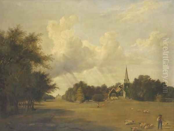 Stoke Poges Oil Painting by Thomas James Judkin