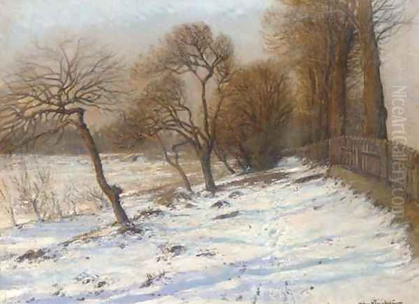 Winter woodland Oil Painting by Holger Hvitfeldt Jerichau