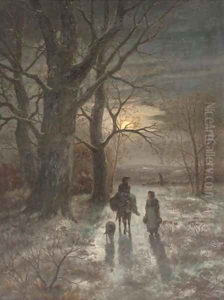 The end of the day Oil Painting by Pieter Hendrik Lodewijk Jonxis