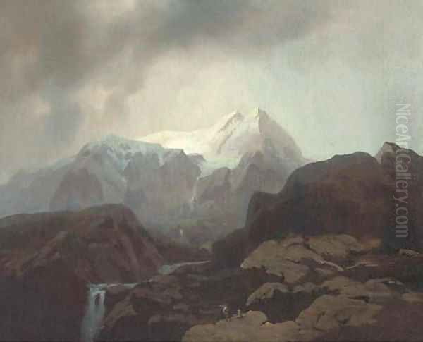 A mountainous landscape, possibly Canada Oil Painting by Otto Reinhard Jacobi