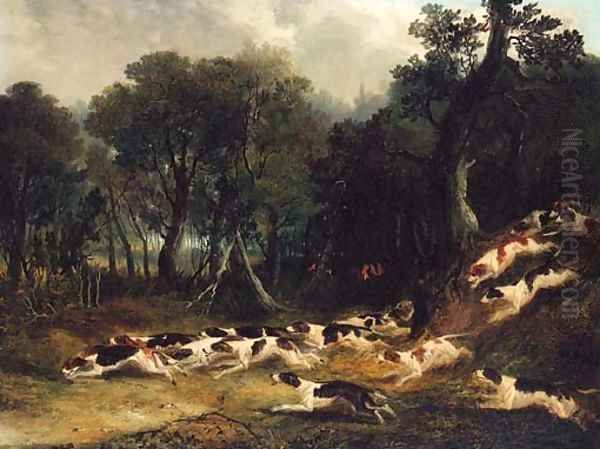 Hounds breaking Cover Oil Painting by Samuel John Egbert Jones