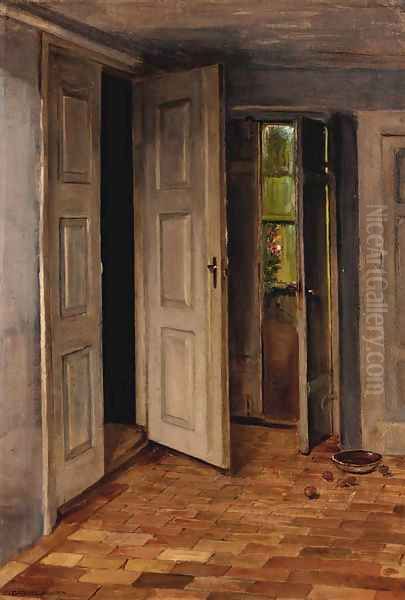 A Danish interior Oil Painting by Gabriel Jenson