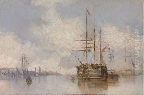 Warships at anchor Oil Painting by Isaac Walter Jenner