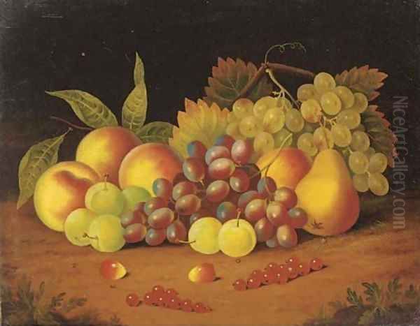 Grapes, redcurrants, plums, peaches, cherries, and a pear Oil Painting by William Jones