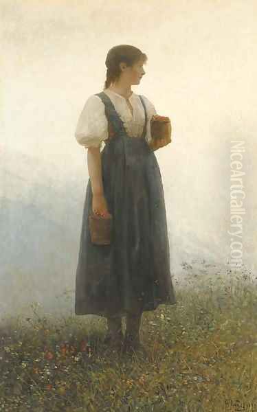 Far Away Thoughts Oil Painting by Gustave Adolf Jundt