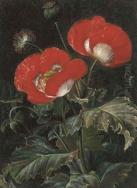 Poppies Oil Painting by Johan Laurentz Jensen