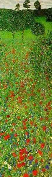 A Field of Poppies Oil Painting by Gustav Klimt