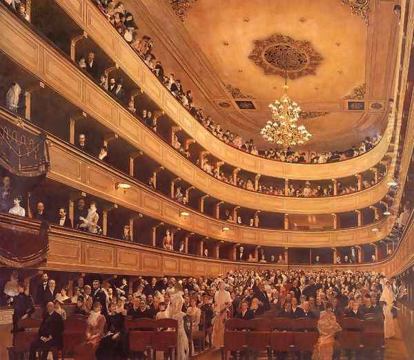 Auditorium in the Old Burgtheater, Vienna Oil Painting by Gustav Klimt