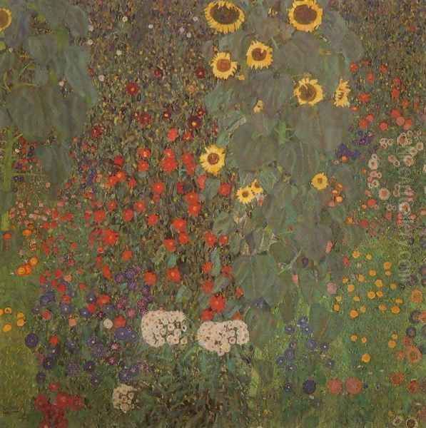 Cottage Garden with Sunflowers Oil Painting by Gustav Klimt