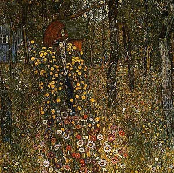 Farm Garden With Crucifix Oil Painting by Gustav Klimt