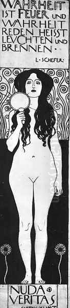 Drawing for Two Emblems for Ver Sacrum (Nuda Veritas) 1898 Oil Painting by Gustav Klimt