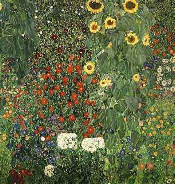 Farmergarden With Sunflower Oil Painting by Gustav Klimt