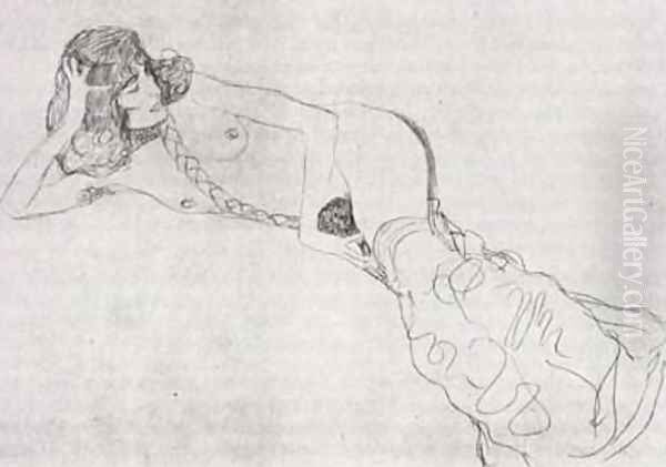 Reclining Woman Oil Painting by Gustav Klimt