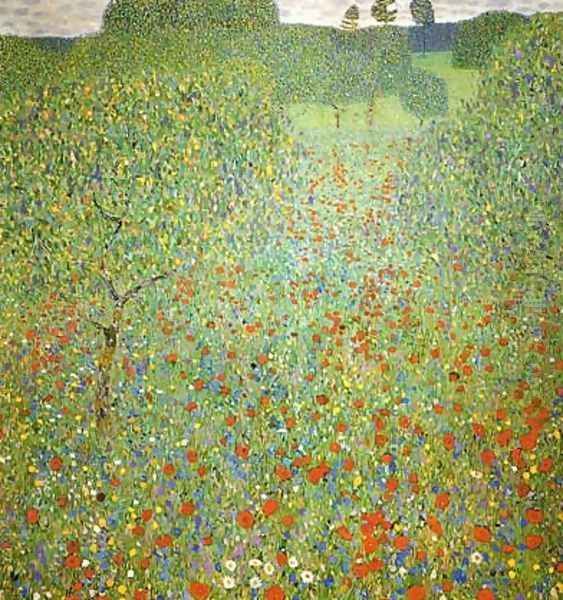 Poppy Field Oil Painting by Gustav Klimt