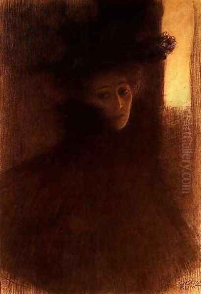 Lady With Cape Oil Painting by Gustav Klimt