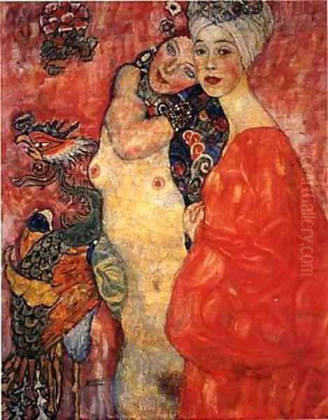 Girl-friends 1916-18 Oil Painting by Gustav Klimt