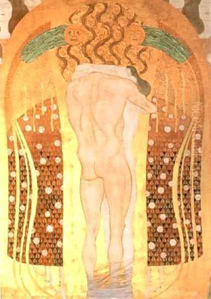 Hymn to Joy Detail from Bethoven Friezze 1902 Oil Painting by Gustav Klimt