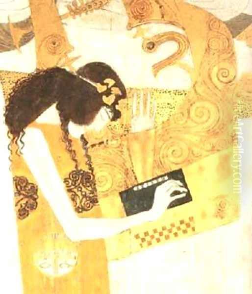 Hymn to Joy Detail from Bethoven Frieze 1902 Oil Painting by Gustav Klimt