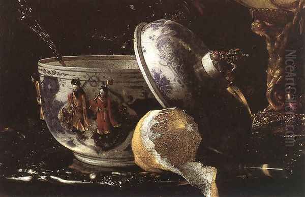 Still-Life with a Nautilus Cup (detail) 1662 Oil Painting by Willem Kalf