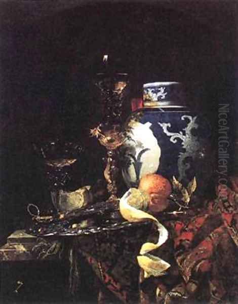 Still Life With A Late Ming Ginger Jar 1669 Oil Painting by Willem Kalf