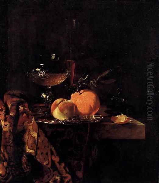 Still-Life with Glass Goblet and Fruit Oil Painting by Willem Kalf