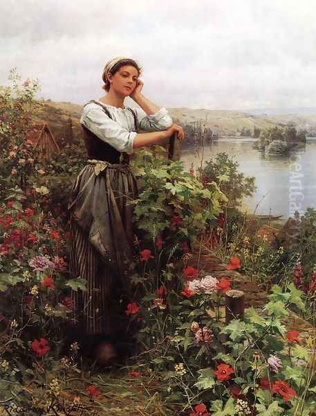 A Pensive Monent Oil Painting by Daniel Ridgway Knight