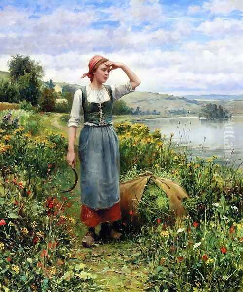 A Field Of Flowers Oil Painting by Daniel Ridgway Knight