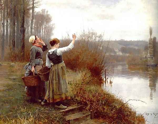 Hailing The Ferry Oil Painting by Daniel Ridgway Knight