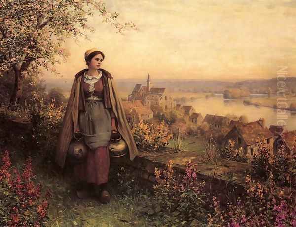 Springtime Oil Painting by Daniel Ridgway Knight