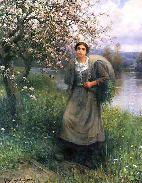 Apple Blossoms In Normandy Oil Painting by Daniel Ridgway Knight