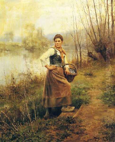 Country Girl Oil Painting by Daniel Ridgway Knight