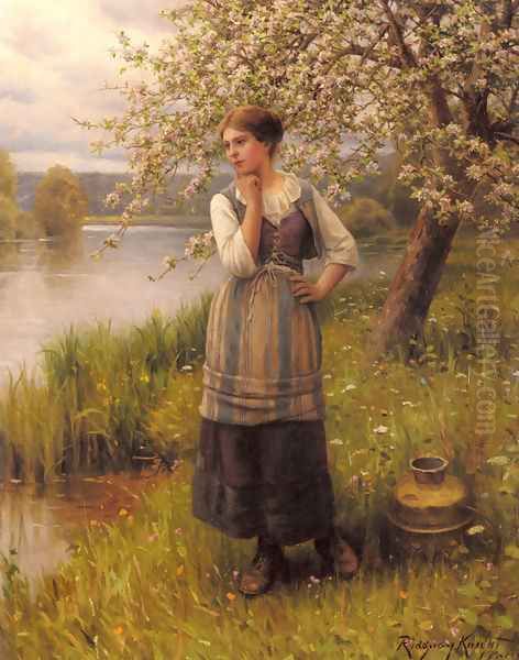 Beneath The Apple Tree Oil Painting by Daniel Ridgway Knight