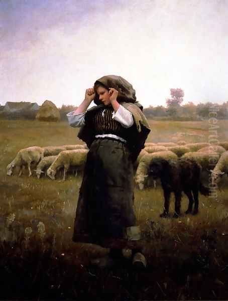 Shepherdess And Her Flock Oil Painting by Daniel Ridgway Knight