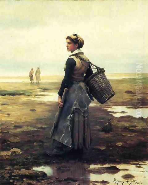 Clamming Oil Painting by Daniel Ridgway Knight