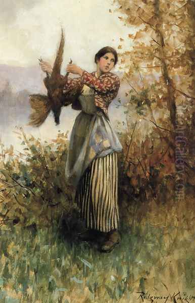 A Pheasant In Hand Oil Painting by Daniel Ridgway Knight