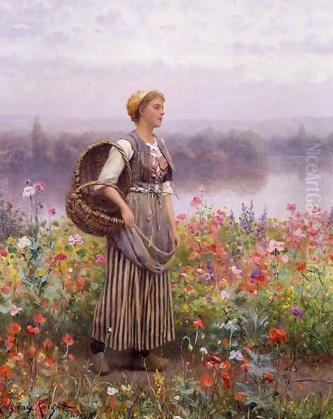 The Flower Girl Oil Painting by Daniel Ridgway Knight