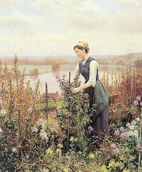 Arranging Flowers Oil Painting by Daniel Ridgway Knight